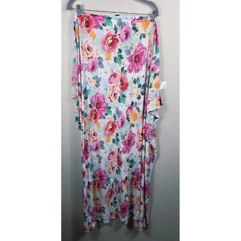 Posh Peanut Bamboo Swaddle Blanket Floral Pink Blue‎ Baby Blanket